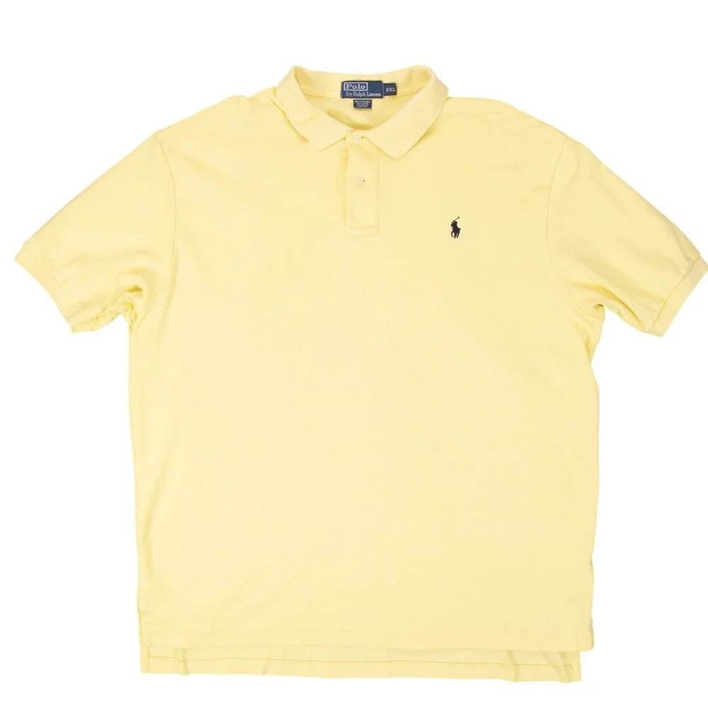 Lot of 2 Vintage Polo Ralph Lauren Mens 2XL Polo Shirts‎ Yellow Red Short Sleeve